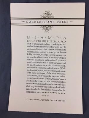Seller image for G*I*A*M*P*A Brings to His Public a Product of Unique Distinction for sale by Dale Cournoyer Books