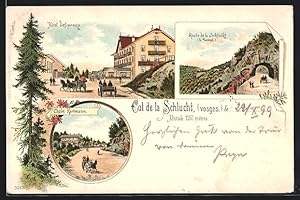 Lithographie Col de la Schlucht, Hotel Defranoux, Route de la Schlucht, Chalet Hartmann