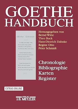 Bild des Verkufers fr Goethe-Handbuch. Chronologie, Bibliographie, Karten, Register. zum Verkauf von Wissenschaftl. Antiquariat Th. Haker e.K
