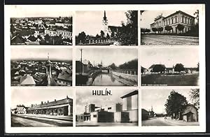 Ansichtskarte Hulin, Celkovy pohled, Namesti, pomnikem Masarykovym, Rusava