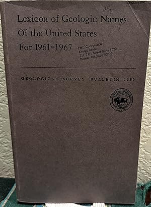 Seller image for Lexicon of Geologic Names of the United States for 1961-1967 for sale by Crossroads Books