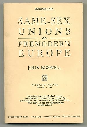 Seller image for Same-Sex Unions in Premodern Europe for sale by Between the Covers-Rare Books, Inc. ABAA