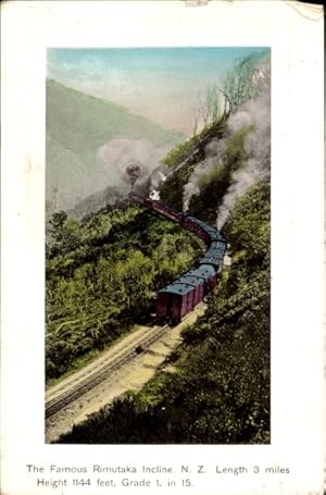 Ansichtskarte / Postkarte Neuseeland, Dampflok in Fahrt, Rimutaka Incline