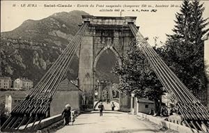 Ansichtskarte / Postkarte Saint-Claude Jura, Eingang zur Hängebrücke