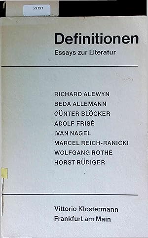 Bild des Verkufers fr Definitionen. Essays zur Literatur zum Verkauf von Antiquariat Bookfarm
