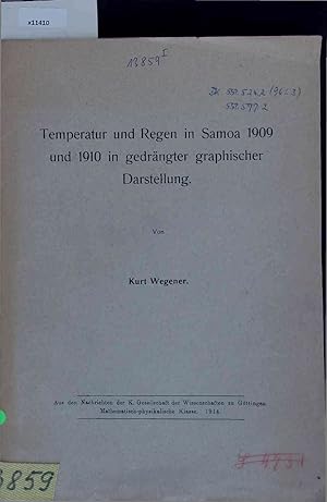 Bild des Verkufers fr Temperatur und Regen in Samoa 1909 und 1910 in gedrngter graphischer Darstellung. zum Verkauf von Antiquariat Bookfarm