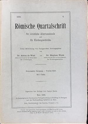 Image du vendeur pour Rmische Quartalschrift fr christliche Alterthumskunde und fr Kirchengeschichte; Zwanzigster Jahrgang. - Viertes Heft. mis en vente par Antiquariat Bookfarm