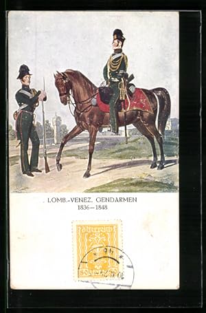 Ansichtskarte 75 Jahre Österr. Gendarmerie 1849 - 1924, Lomb.-venez. Gendarmen, 1836-1848