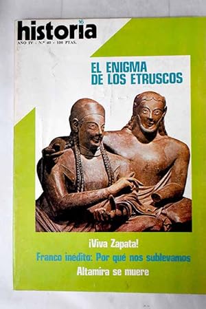 Image du vendeur pour Historia 16, Ao 1979, n 40:: Los hijos del rey Salomn; La ley de Jurisdicciones; Isabel la Catlica o el triunfo de la intriga; Roma falsific la historia; Los etruscos, un pueblo enigmtico; Dioses y hombres; El mundo de ultratumba; Un arte refinado; Cienfuegos: una ciudad francesa en Cuba mis en vente par Alcan Libros