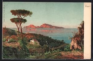 Bild des Verkufers fr Artista-Cartolina Capri, kleines Haus mit Wald und Meer zum Verkauf von Bartko-Reher