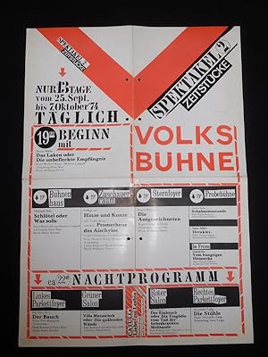 Programm-Plakat Volksbühne am Luxemburgplatz, Spektakel 2 vom 25. September bis 7. Oktober 1974: ...