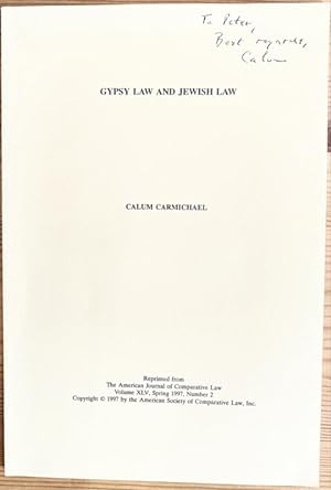 Bild des Verkufers fr Gypsy law and Jewish law. Sonderdruck. Signiert zum Verkauf von Treptower Buecherkabinett Inh. Schultz Volha