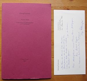 Konkordanzen der Bibliographien zur Primärliteratur. Beiliegend: handschriftliche Grußkarte (auf ...