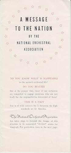 A Brochure from the National Orchestral Association Which Includes Advertising for The School of ...