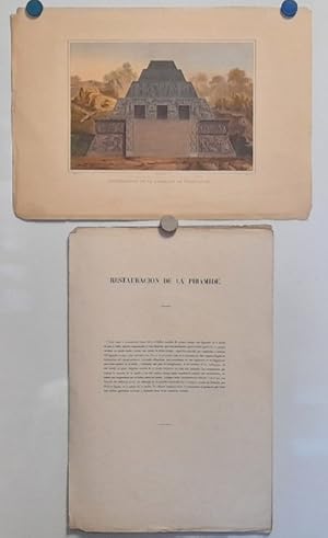 Farb-Lithographie de Lemercier: Restauracion de la Piramide de Xochicalco