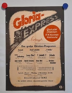 PLAKAT GLORIA-EXPRESS Spöck Gasthaus "Rose" am 4. November 1946 "Das Große Oktober Programm" (Gas...