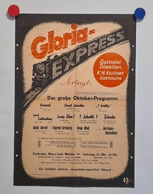 PLAKAT GLORIA-EXPRESS Karlsruhe Munz-Saal 12. Oktober 1946 "Das Große Oktober Programm" (Gastspie...