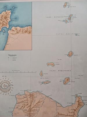 Batanes & Babuyanes Islands Philippines Filipinas 1900 large color detail map