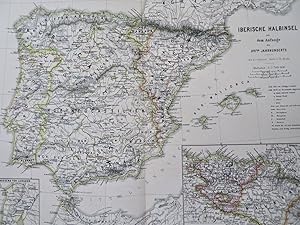 Spain & Portugal in the 16th Century Lisbon Navarre c. 1875 Spruner detailed map