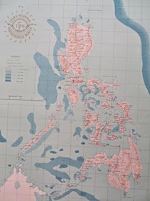 Philippines Mountains Orography Filipinas 1900 large color detail map