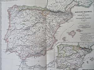 Medieval Spain Andalusia Iberia Reconquista c. 1875 Spruner detailed map