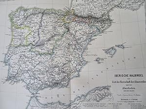 Medieval Andalusia Almoravids & Almohads c. 1875 Spruner detailed map