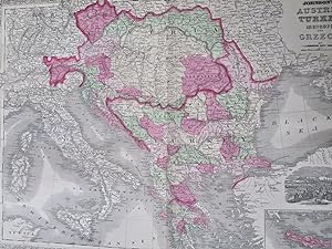 Austria-Hungary Ottoman Empire Greece Crete 1867 A.J. Johnson Scarce Issue map