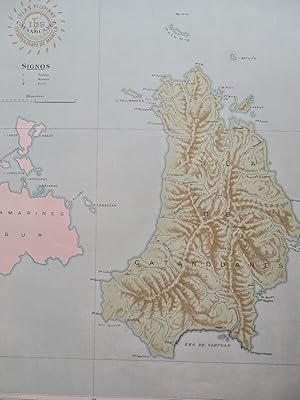 Cataduanes Island Philippines Filipinas 1900 large color detail map