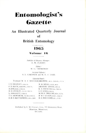 Entomologist's Gazette. Vol. 16 (1965), Title page and Index