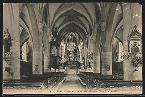 Carte postale Mouthier, L`intérieur de l`Eglise, Monument du XiVe siècle