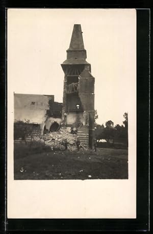 Photo-Carte postale Grandcourt, église en ruines