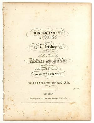 Imagen del vendedor de [Sheet music]: Hinda's Lament a la venta por Between the Covers-Rare Books, Inc. ABAA