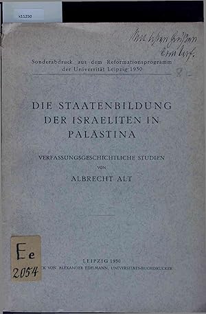 Bild des Verkufers fr Die Staatenbildung der Israeliten in Palstina. zum Verkauf von Antiquariat Bookfarm