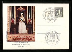 Postcard Königin Elisabeth II. von England beim Staatsbesuch in Deutschland Mai 1965