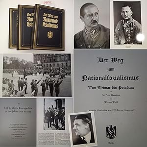 Seller image for Der Weg zum Nationalsozialismus. Band 1: Von Weimar bis Potsdam, von Dr. Fritz Gervinus und Werner Wolf. Deutsche Geschichte von 1918 bis zur Gegenwart / Band 2: Die berwindung des Marxismus durch den deutschen Sozialismus Adolf Hitlers. Mit Beitrgen und unter Mitarbeit von Dr. Robert Ley (Fhrer der Deutschen Arbeitsfront), Dr. Ottokar Lorenz (Reichsjugendfhrung) und Dr. Franz Hochstetter / Band 3: Die Ruhmeshalle der SA., SS. und HJ., des frheren Stahlhelms und der fr das Dritte Reich gefallenen Parteigenossen. Herausgegeben mit Untersttzung des Gaupresseamts Berlin, vieler SA.- und SS.-Formationen, zahlreicher Gau- und Kreisleitungen und Ortsgruppen der NSDAP und vielen Beitrgen von Parteigenossen * 3 Bnde ( v o l l s t  n d i g ) for sale by Galerie fr gegenstndliche Kunst