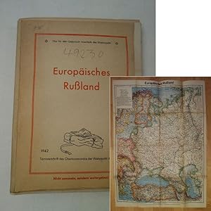 Bild des Verkufers fr Europisches Ruland 1942, Stand August 1942. Tornisterschrift des Oberkommandos der Wehrmach Abt. Inland. Heft 51. Karte im Mastab 1: 5.000.000, mehrfarbig. Nur fr den Gebrauch innerhalb der Wehrmacht zum Verkauf von Galerie fr gegenstndliche Kunst