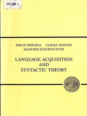 Bild des Verkufers fr Language Acquisition and Syntactic Theory Sonderheft 98 zum Verkauf von avelibro OHG