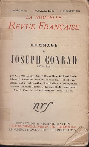 Immagine del venditore per Hommage a Joseph Conrad 1857-1924 Anne No 135 Dcembre 1924 venduto da PRISCA