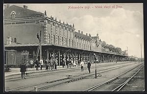 Ansichtskarte Aleksandrów pogr., Widok stacyi od Prus, Bahnhof