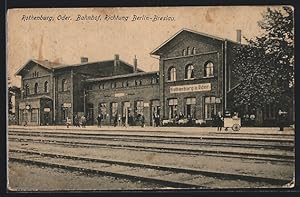 Ansichtskarte Rothenburg /Oder, Bahnhof Richtung Berlin-Breslau