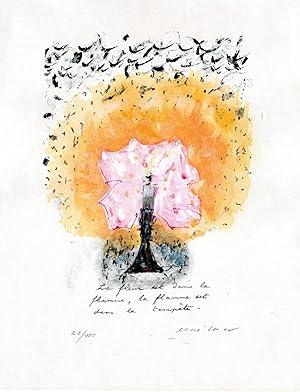 Lithographie signée - La Fleur est dans la flamme