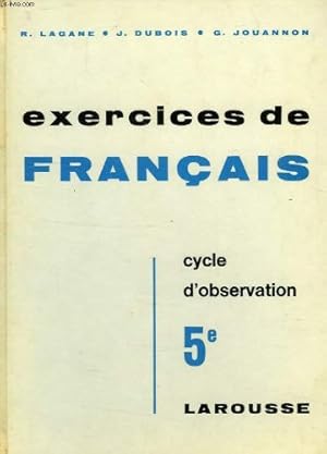 Bild des Verkufers fr EXERCICES DE FRANCAIS, CLASSES DE 5e, CYCLE D'OBSERVATION zum Verkauf von Ammareal