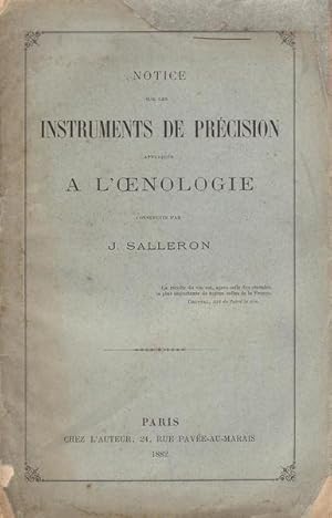 Immagine del venditore per Notice sur les instruments de prcision appliqus  l'oenologie construits par J. Salleron venduto da PRISCA