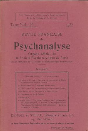 Immagine del venditore per Revue Franaise de Psychanalyse tome VIII n 1 venduto da PRISCA