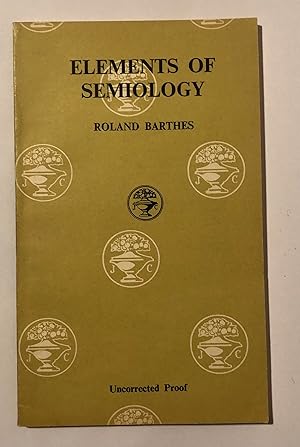 Seller image for Elements of Semiology for sale by Chancery Hill Books