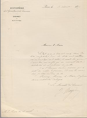 Image du vendeur pour Lettre autographe signe du Ministre du Commerce  Georges Clmenceau, maire du XVIII arrondissement de Paris le 31 dcembre 1870 mis en vente par PRISCA