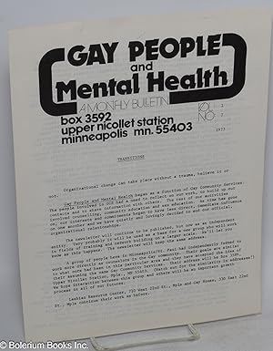 Gay People and Mental Health: a monthly bulletin; vol. 1, no. 7