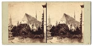 Stereo-Fotografie Edouard Fietta, Strasbourg, Ansicht Strasbourg, Blick nach der Kirche mit Turm ...