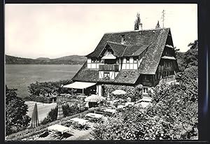 Ansichtskarte Walchwil am Zugersee, Gasthaus Engel mit Terrasse