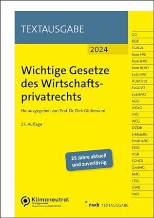 Seller image for Wichtige Gesetze des Wirtschaftsprivatrechts for sale by BuchWeltWeit Ludwig Meier e.K.